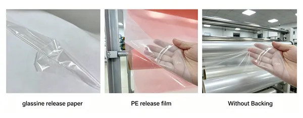 tpu hot melt film backing options glassine pe unsupported